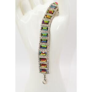 Christina Collection Rainbow Rhinestone Bracelet Silver 7-9 Inch